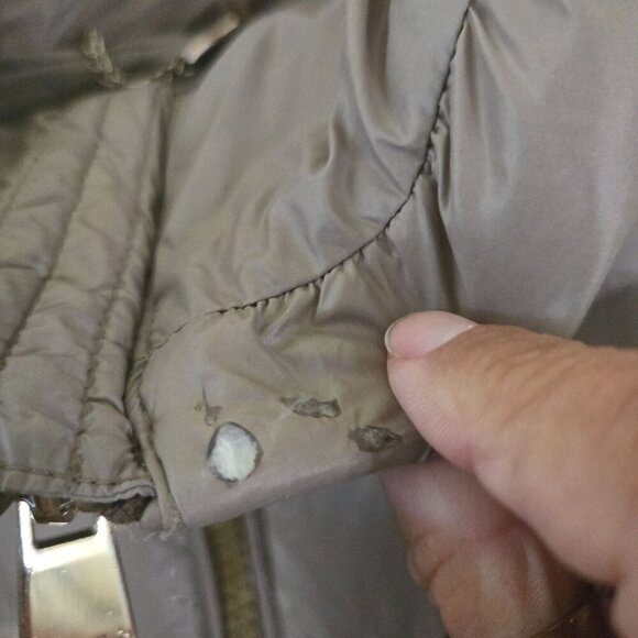 Calvin Klein Packable Down Puffer Coat Hood Pockets Taupe Size S - Picture 11 of 11